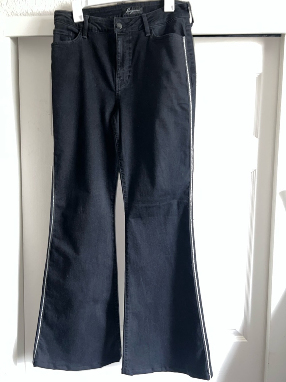 Black Boot Cut Jeans with Side Stripe - Women